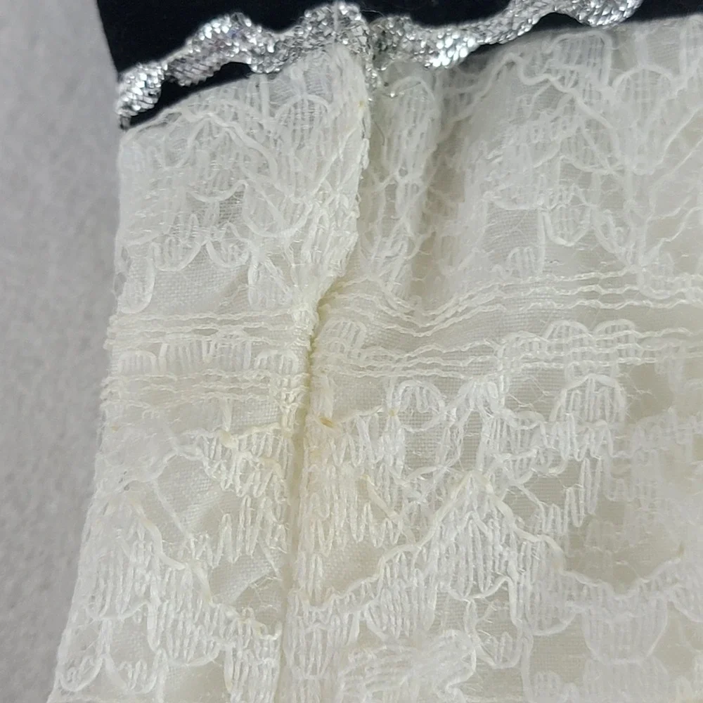 Vintage Barbie Doll Dress Black Velvet White Lace Accessory‎ Sleeveless Formal